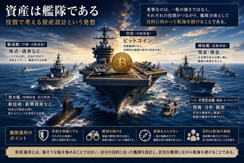 ビットコインを空母に見立てた資産艦隊と資産設計