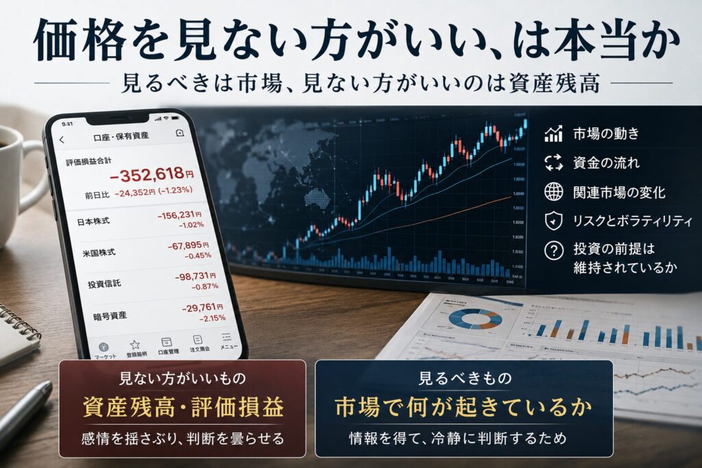 資産残高や評価損益ではなく、市場の動きや資金の流れを見る重要性